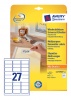 Etikett címke Avery Zweckform 63.5x29.6 mm univerzális címke visszaszedhető 25 ív 675 db/csomag L4737
