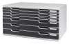 Irattartó box műanyag Exacompta/Multiform Modulo A/3+ 7 fiókos zárt összeépíthető szürke/fekete