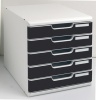 Irattartó box műanyag Exacompta/Multiform Modulo A/4+ 5 fiókos zárt összeépíthető szürke/fekete