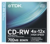CD-RW TDK 700 MB újraírható 4x-12x normál tok
