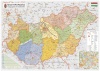 Térkép Stiefel fali 100x70 cm fakeretes Magyarország közigazgatása és közlekedése