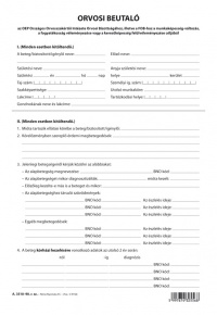 Orvosi beutaló az NRSZH szakértői bizottságához A/4 négyoldalas