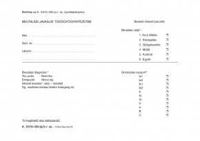 Beutaló tüdőgyógyintézetbe szabadlap A/5 fekvő