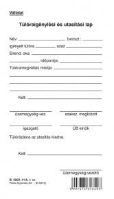 Túlóraigénylési és utasítási lap 50 lapos tömb 80x140 mm