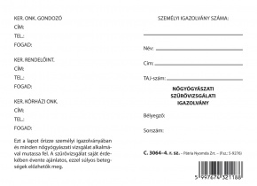 Nőgyógyászati szűrővizsgálati igazolvány szabadlap A/6 fekvő