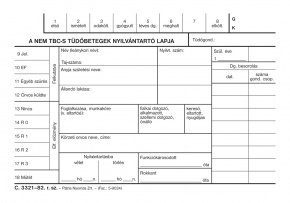 A nem TBC-s betegek nyilvántartása szabadlap A/6 fekvő