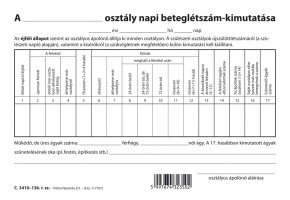 Napi beteglétszám kimutatás szabadlap A/5 fekvő
