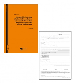 Kereskedelmi okmány állati melléktermékek és származtatott termékek Magyarországon belül történő szállításához 50x3 lapos A/4 tömb