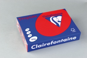 Másolópapír színes Clairefontaine Trophée A/4 80g intenzív vörös 500 ív/csomag