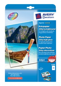 Fotópapír Avery Zweckform A/4 200g 25 lap/csomag tintasugaras magasfényű 2569