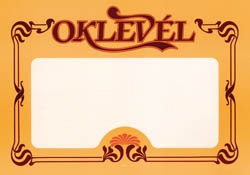 Oklevél pd B/4 fekvő egyoldalas sárga/barna