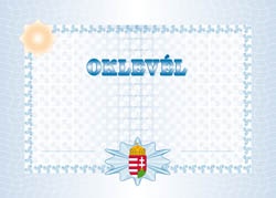 Oklevél pd A/4 fekvő címeres II.