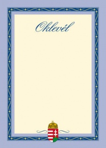 Oklevél pd A/4 álló címeres III.