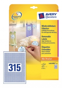 Etikett címke Avery Zweckform 10 mm kör univerzális címke visszaszedhető 25 ív 7875 db/csomag L6019