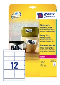Etikett címke Avery Zweckform 99.1x42.3 mm lézer címke időjárásálló 20 ív 240 db/csomag L4776