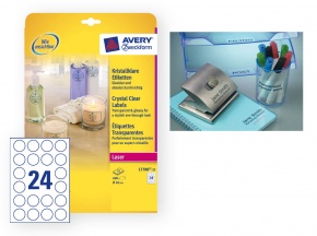 Etikett címke Avery Zweckform 40 mm lézer címke kör áttetsző 25 ív 600 db/csomag L7780