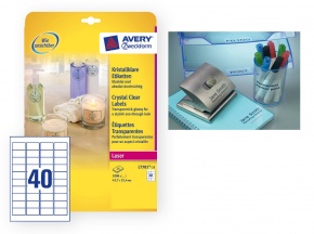 Etikett címke Avery Zweckform 45.7x25.4 mm univerzális címke áttetsző 25 ív 1000 db/csomag L7781