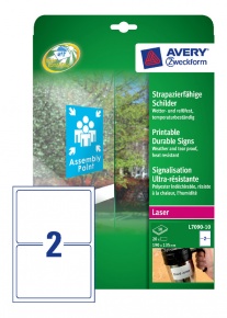 Etikett címke Avery Zweckform 190x135 mm lézer címke időjárásálló poliészter 10 ív 20 db/csomag L7090