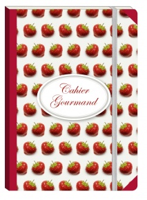 Füzet Clairefontaine Cahiers Gourmand 105x148 mm 72 lapos puha fedeles gumis vonalas Strawberries