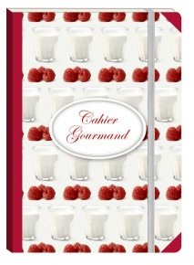 Füzet Clairefontaine Cahiers Gourmand 105x148 mm 72 lapos puha fedeles gumis vonalas Raspberry Milk