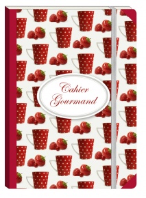 Füzet Clairefontaine Cahiers Gourmand 105x148 mm 72 lapos puha fedeles gumis vonalas Cup Strawberries