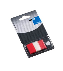 Oldaljelölő műanyag Info Notes Info Flag 25x43 mm 50 lapos áttetsző piros