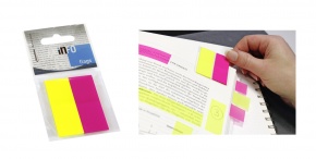 Oldaljelölő műanyag Info Notes 20x50 mm 2x25 lapos sárga/rózsaszín