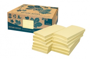 Öntapadós jegyzettömb Info Notes 125x75 mm 100 lapos sárga környezetbarát