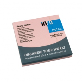 Öntapadós jegyzettömb Info Notes 75x75 mm 100 lapos pasztell rózsaszín