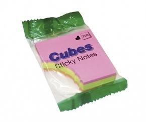 Öntapadós jegyzettömb Info Notes Cubes 70x70 mm méretből vágva 200 lapos neon vegyes színek harapás