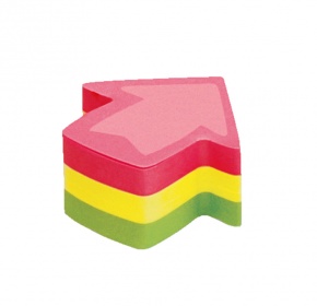 Öntapadós jegyzettömb Info Notes Cubes 50x50 mm méretből vágva 225 lapos neon vegyes színek nyíl