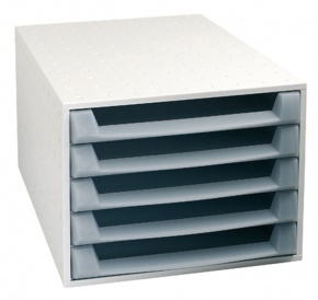 Irattartó box műanyag Exacompta/Multiform A/4+ 5 fiókos nyitott világosszürke/silk