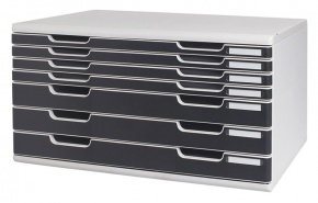 Irattartó box műanyag Exacompta/Multiform Modulo A/3+ 7 fiókos zárt összeépíthető szürke/fekete