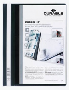 Gyorsfűző PVC Durable Duraplus A/4 áttetsző zsebes előlap fekete