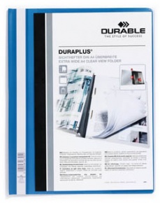Gyorsfűző PVC Durable Duraplus A/4 áttetsző zsebes előlap kék