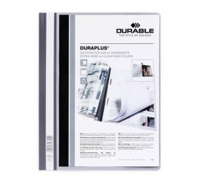 Gyorsfűző PVC Durable Duraplus A/4 áttetsző zsebes előlap szürke