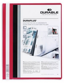 Gyorsfüző PVC Durable Duraplus A/4 áttetsző zsebes előlap piros