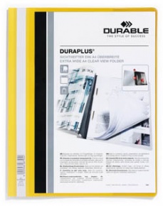 Gyorsfüző PVC Durable Duraplus A/4 áttetsző zsebes előlap sárga