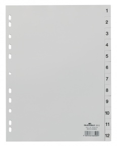 Elválasztólap PP Durable A/4 1-12-ig szürke