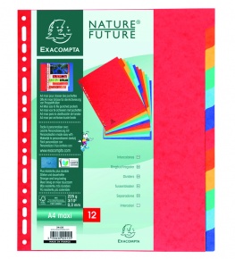 Elválasztólap karton Exacompta 297x242 mm 12 részes maxi színes