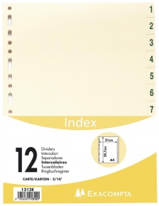 Regiszter karton Exacompta A/4 1-12-ig bézs