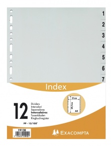 Regiszter PP Exacompta A/4 1-12-ig szürke