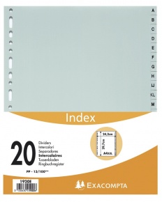 Regiszter PP Exacompta 297x242 mm A-Z-ig 20 részes szürke