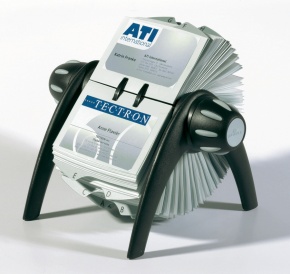Névjegykártyatartó Durable Visifix Flip forgatható asztali 400 db-os regiszterrel fekete/ezüst