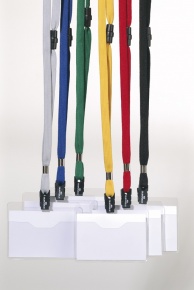 Névkitűző Durable 90x60 mm piros szalaggal