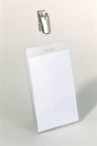 Névkitűző Durable 90x60 mm forgatható fémcsipesszel