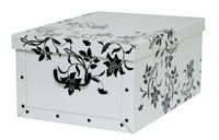 Tárolódoboz karton mini 33x25x16 cm virágok fehér