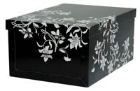 Tárolódoboz karton mini 33x25x16 cm virágok fekete