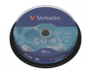 CD-R Verbatim 700 MB írható 52x DataLifePlus hengeres tok 10 db/csomag