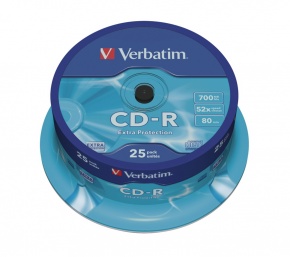 CD-R Verbatim 700 MB írható 52x DataLifePlus hengeres tok 25 db/csomag